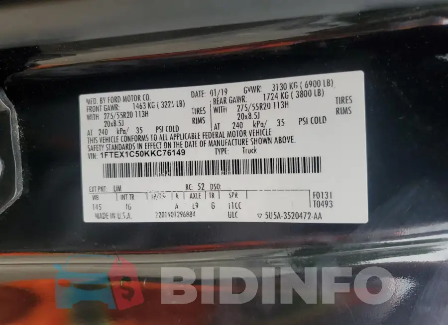 1FTEX1C50KKC76149 Photo# 12