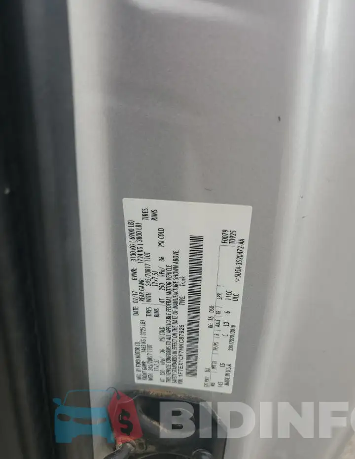 1FTEX1CF7HKC87926 Photo# 12