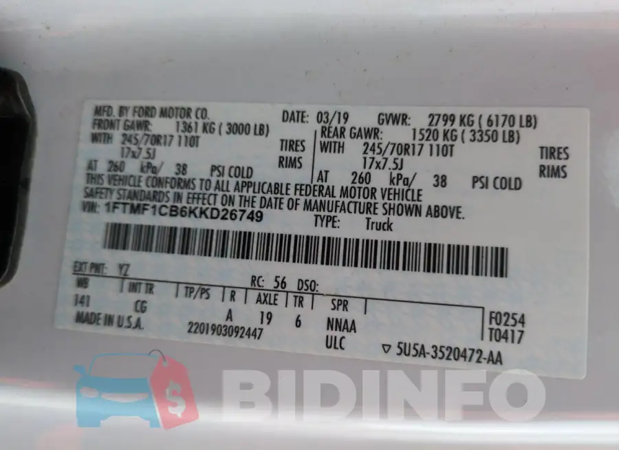 1FTMF1CB6KKD26749 Photo# 12