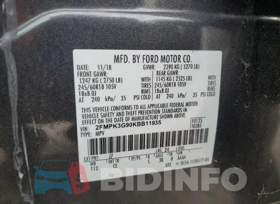 2FMPK3G90KBB11935 Photo# 13