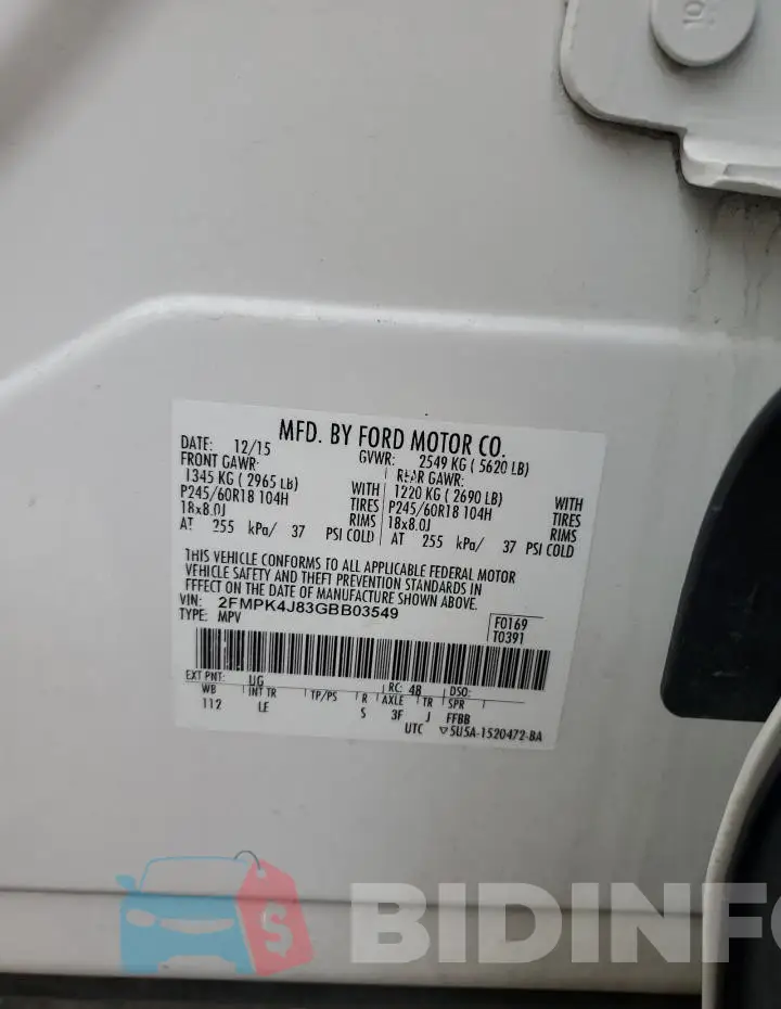 2FMPK4J83GBB03549 Photo# 13