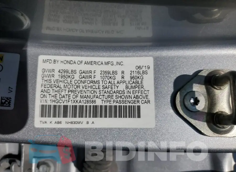 1HGCV1F1XKA128586 Photo# 13