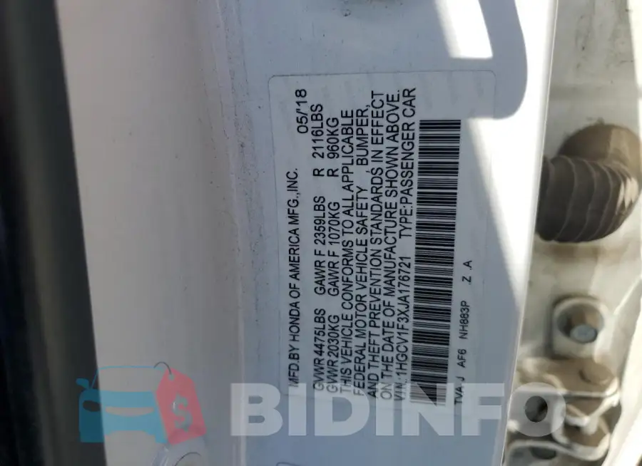 1HGCV1F3XJA176721 Photo# 12