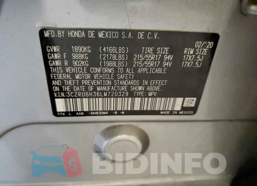 3CZRU6H36LM720329 Photo# 13