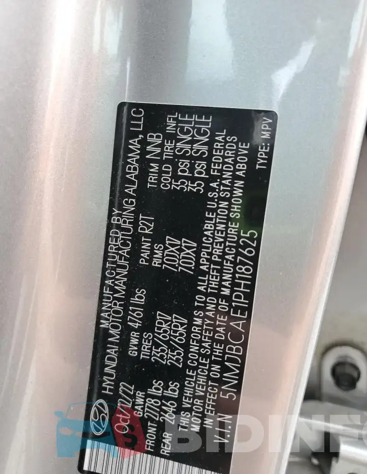 5NMJBCAE1PH187625 Photo# 13