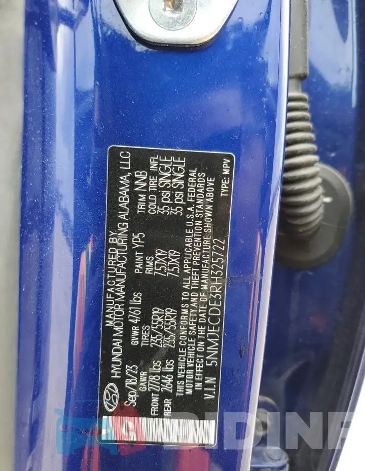 5NMJECDE3RH325722 Photo# 13