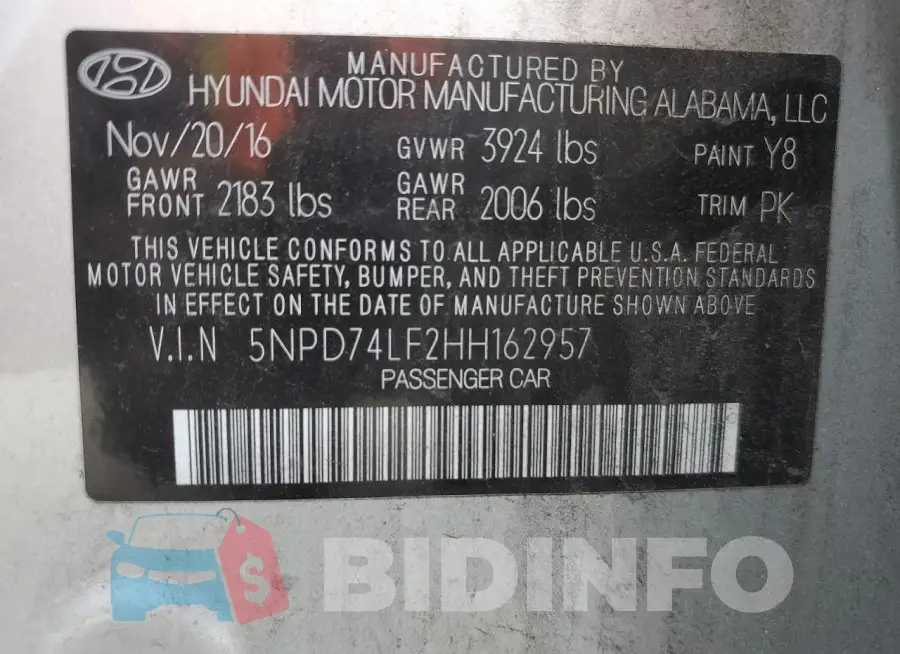 5NPD74LF2HH162957 Photo# 12