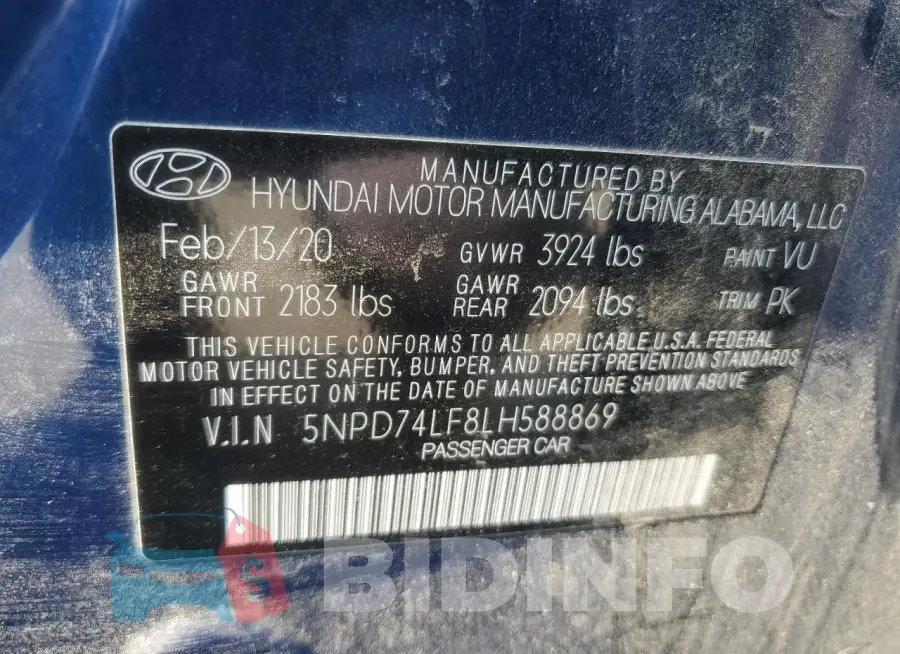 5NPD74LF8LH588869 Photo# 12