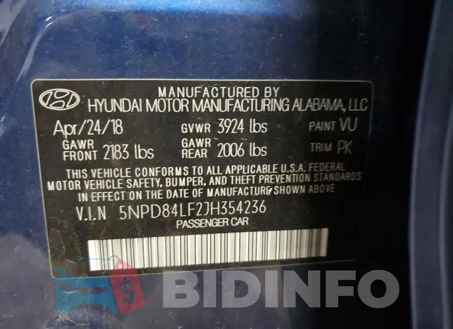 5NPD84LF2JH354236 Photo# 13