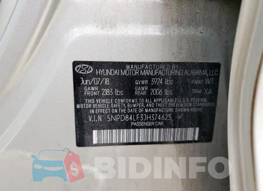 5NPD84LF3JH374625 Photo# 13