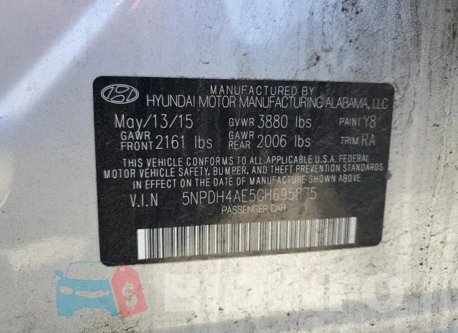 5NPDH4AE5GH695875 Photo# 12