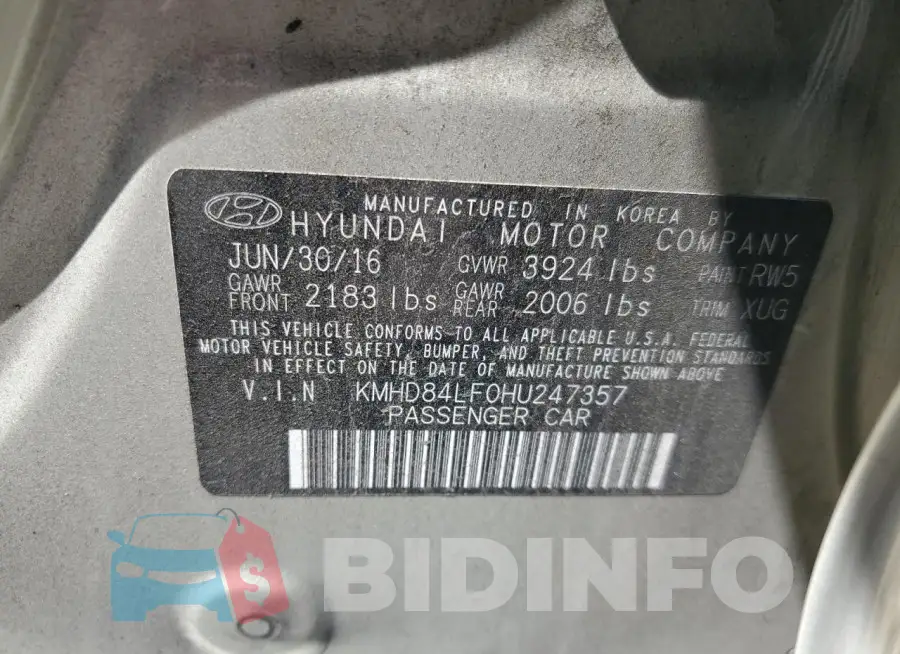 KMHD84LF0HU247357 Photo# 12 KMHD84LF0HU247357 Photo# 12