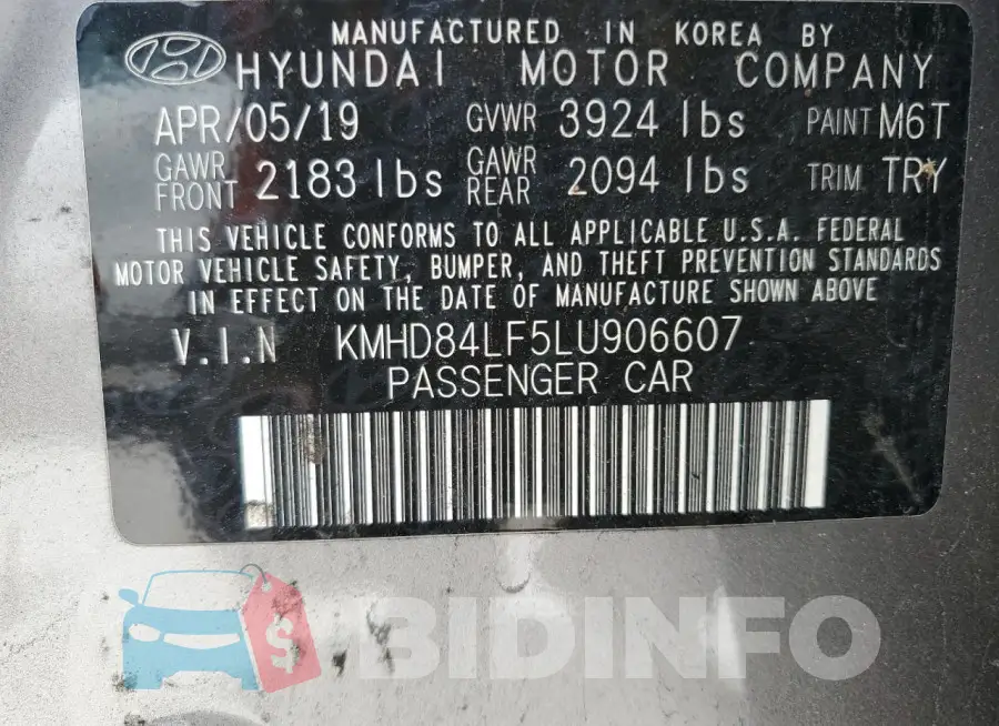 KMHD84LF5LU906607 Photo# 12
