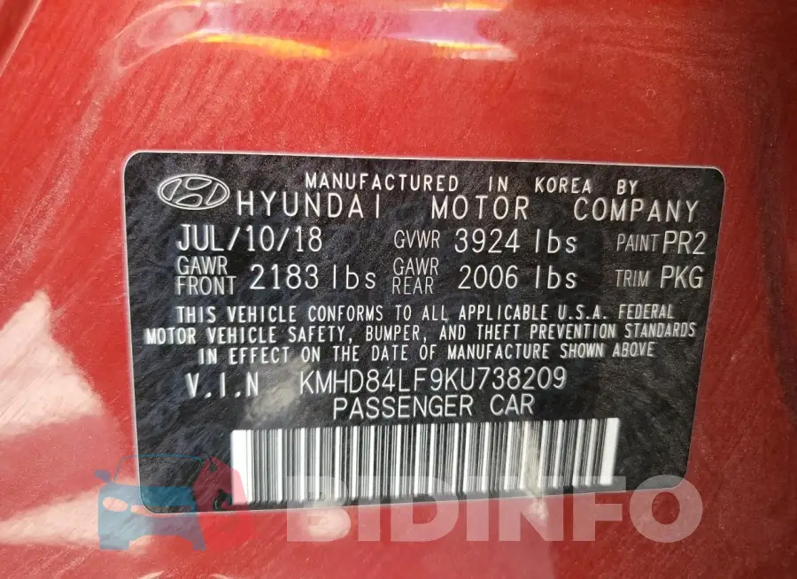 KMHD84LF9KU738209 Photo# 12
