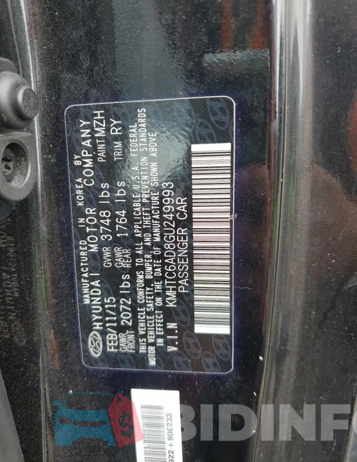 KMHTC6AD8GU249993 Photo# 14