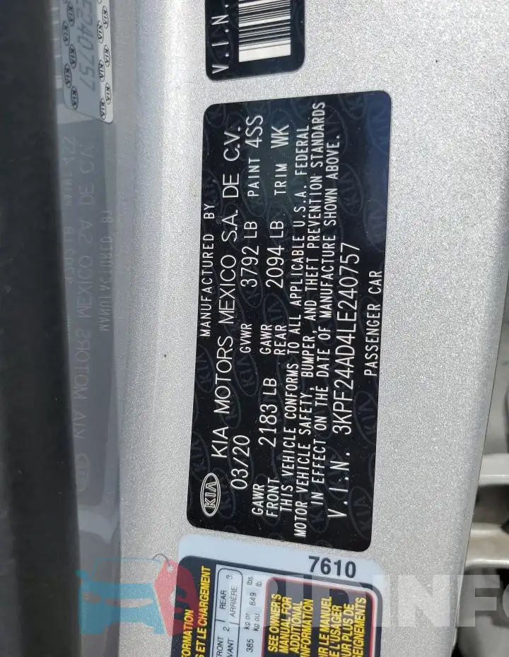 3KPF24AD4LE240757 Photo# 13