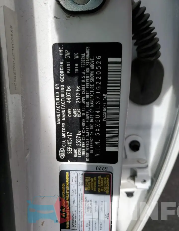 5XXGU4L37JG220526 Photo# 13