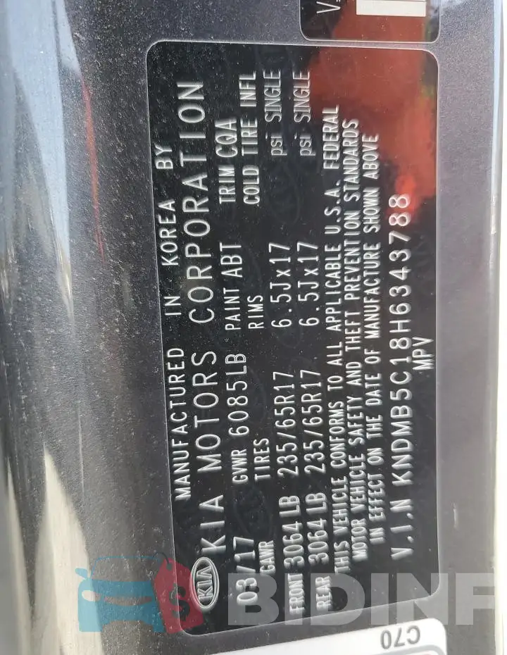 KNDMB5C18H6343788 Photo# 13