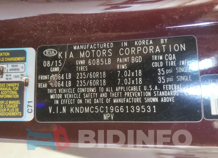 KNDMC5C19G6139531 Photo# 13