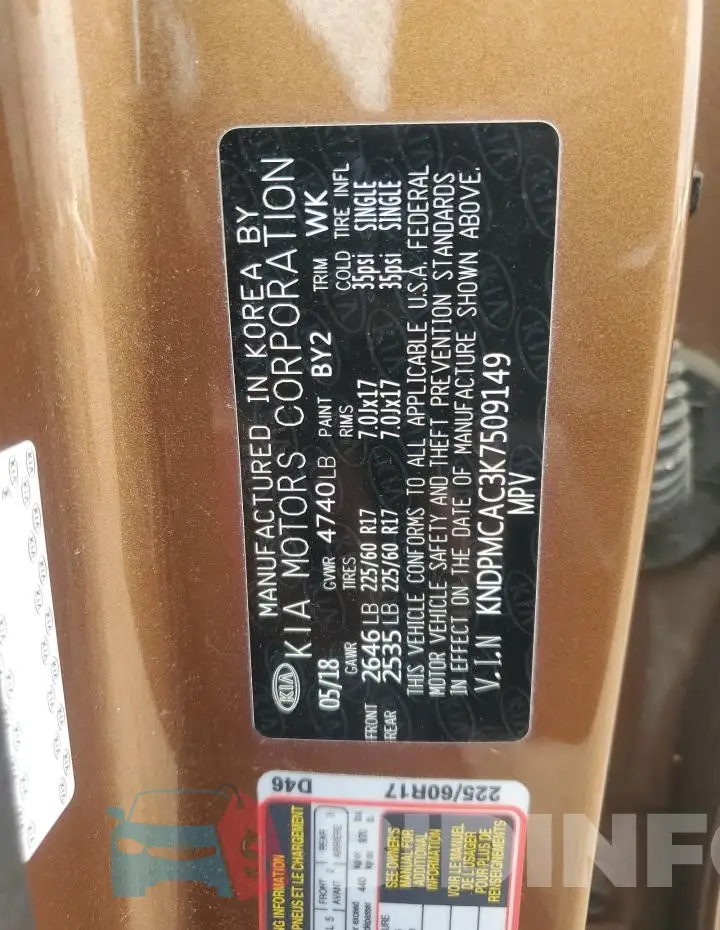 KNDPMCAC3K7509149 Photo# 13