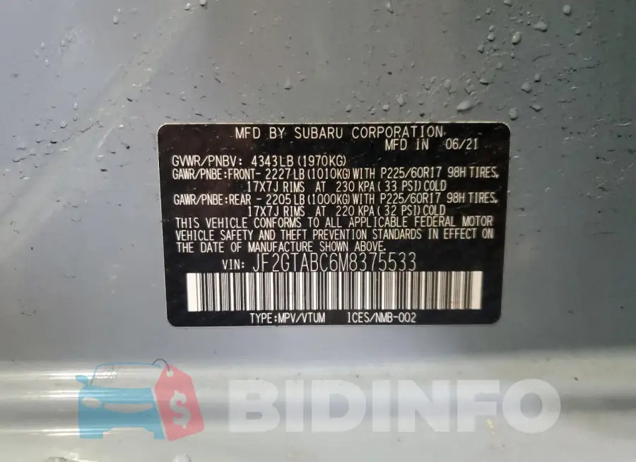 JF2GTABC6M8375533 Photo# 13