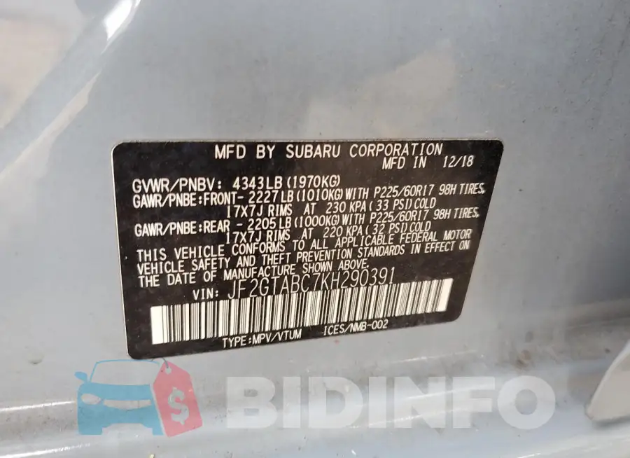 JF2GTABC7KH290391 Photo# 12