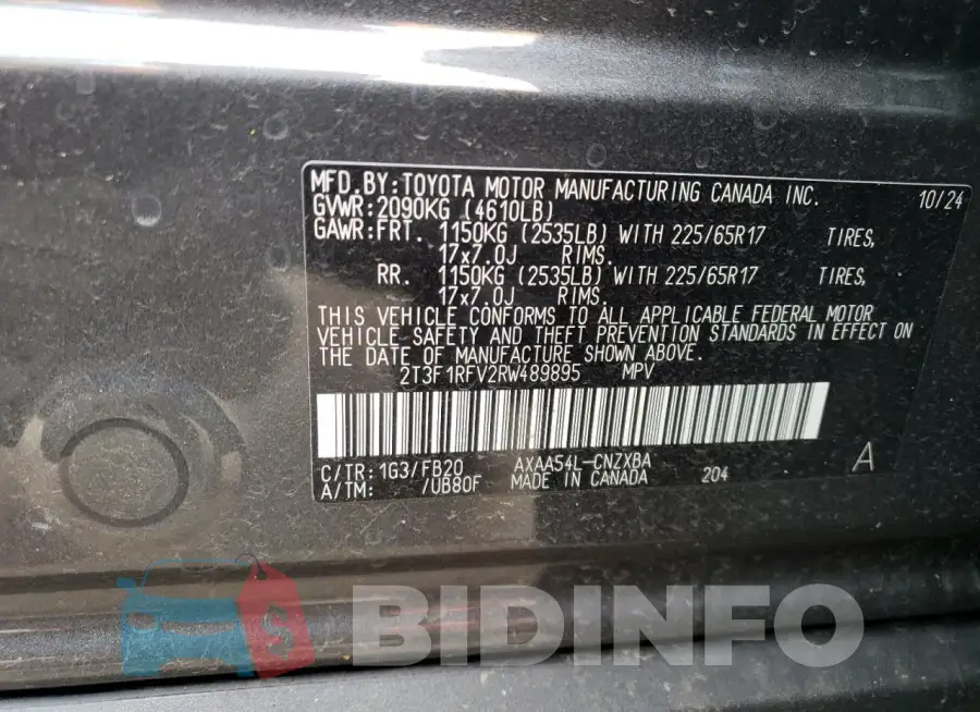 2T3F1RFV2RW489895 Photo# 13