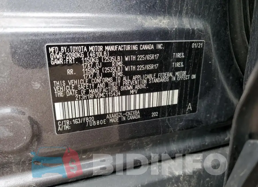 2T3H1RFV0MC115434 Photo# 13