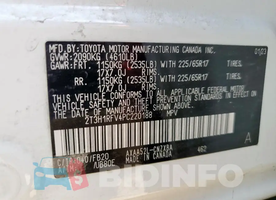 2T3H1RFV4PC220188 Photo# 13