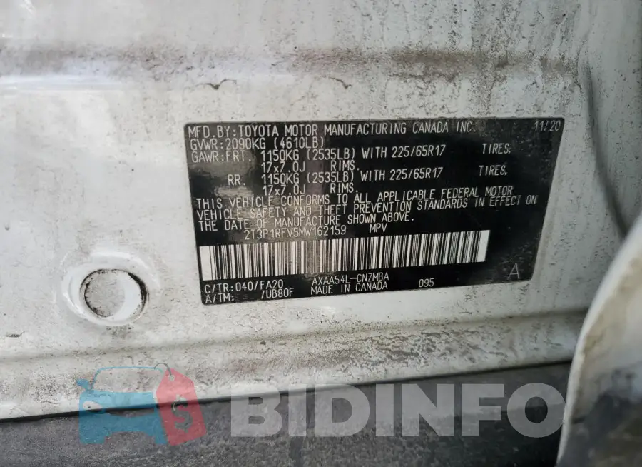 2T3P1RFV5MW162159 Photo# 13