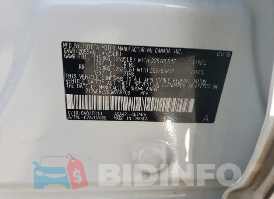 2T3WFREV6GW269708 Photo# 12