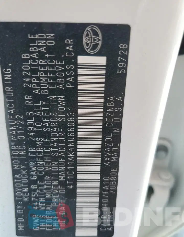 4T1C11AK4NU660831 Photo# 13