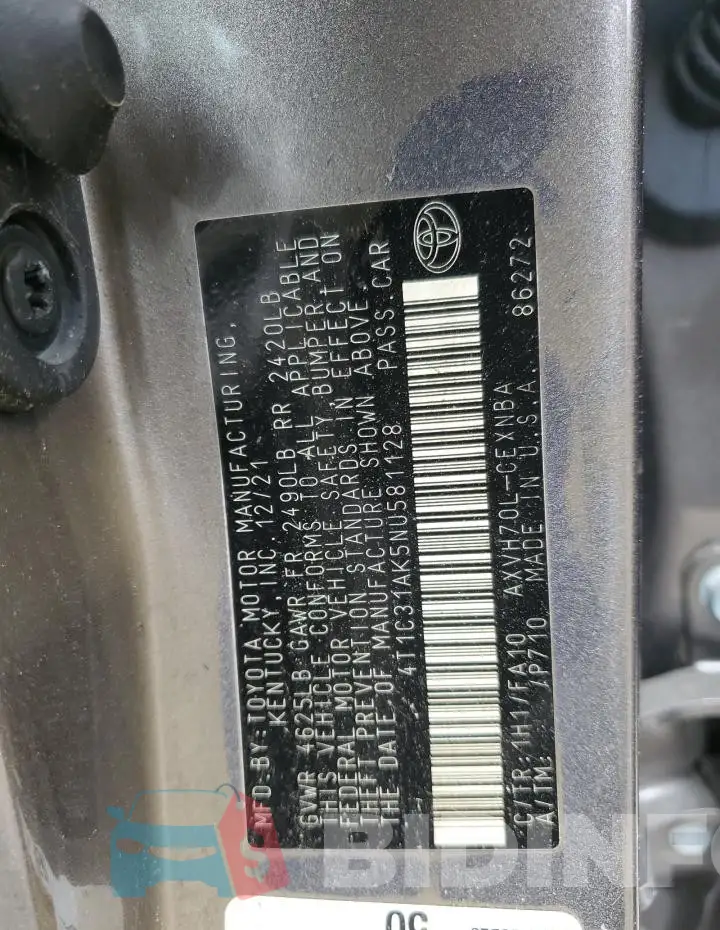 4T1C31AK5NU581128 Photo# 12