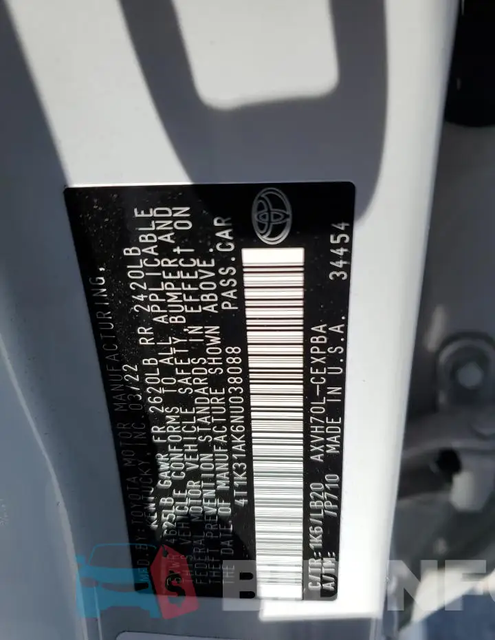 4T1K31AK6NU038088 Photo# 12