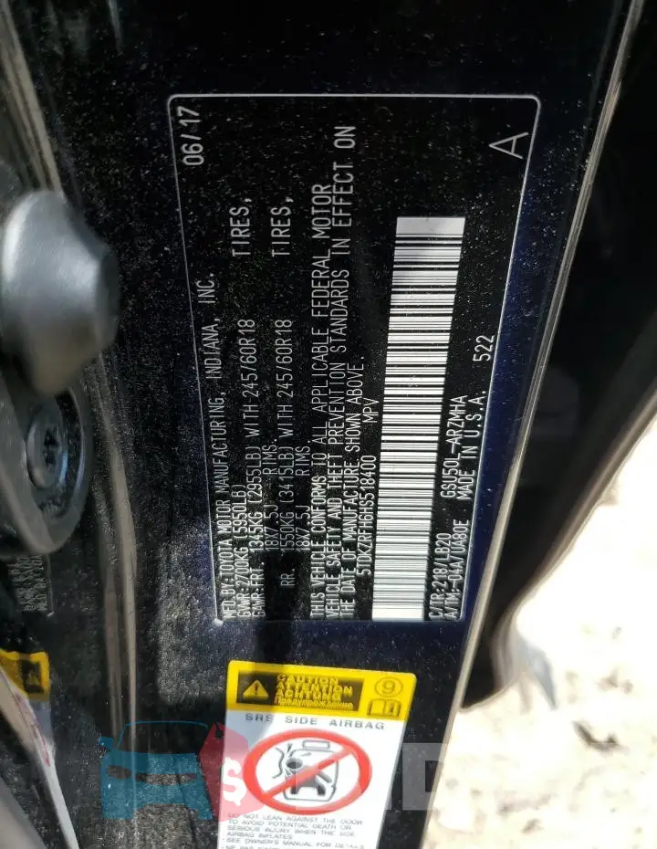 5TDKZRFH6HS518400 Photo# 13