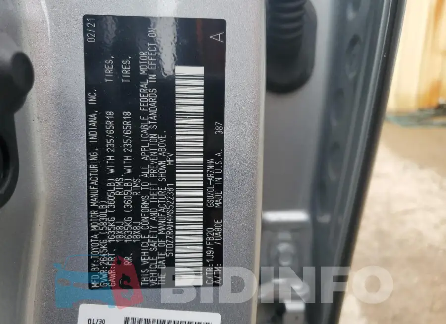 5TDZZRAH4MS522381 Photo# 13