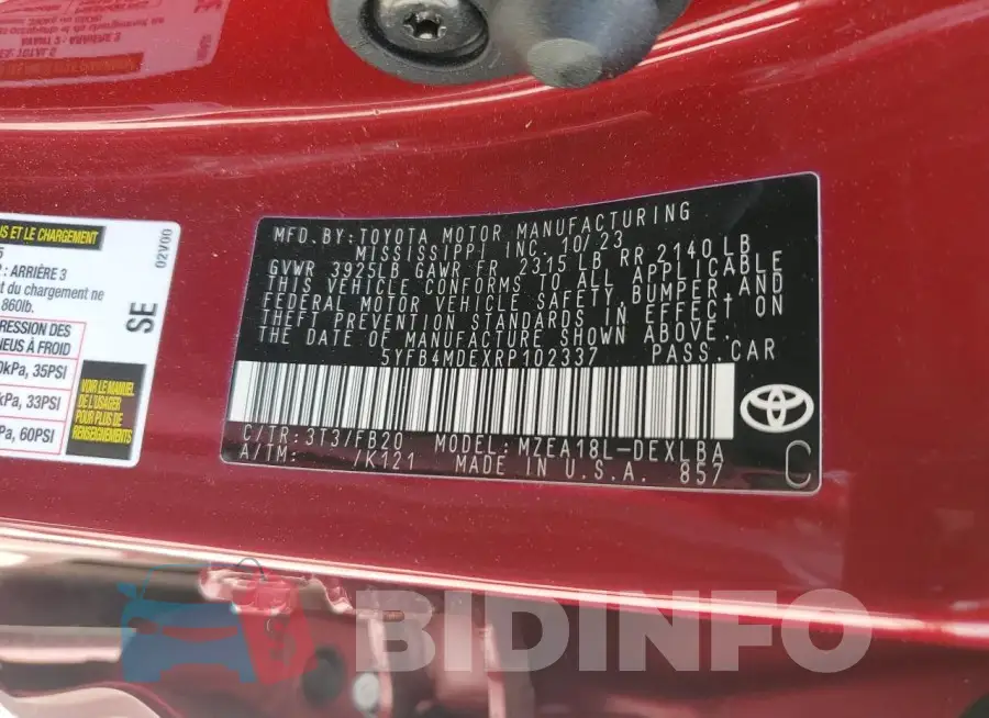 5YFB4MDEXRP102337 Photo# 12