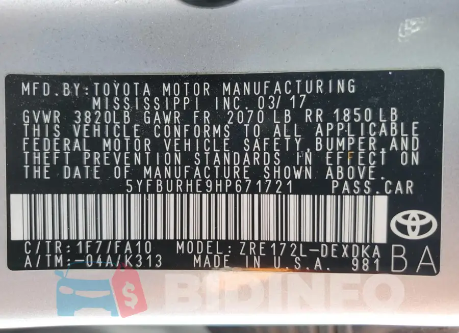 5YFBURHE9HP671721 Photo# 12
