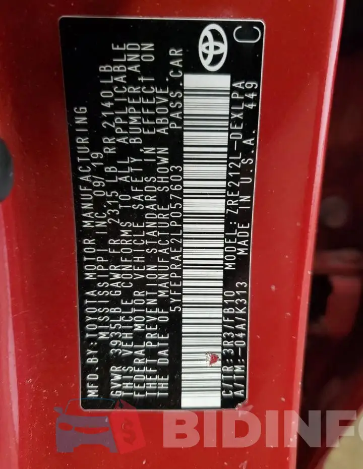 5YFEPRAE2LP057603 Photo# 12