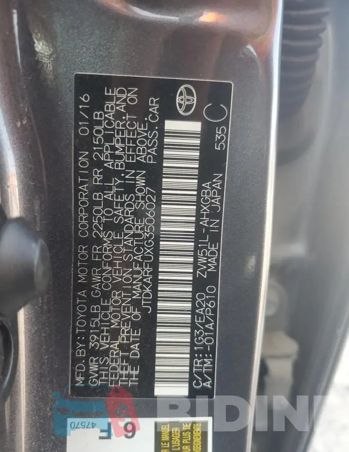 JTDKARFUXG3506027 Photo# 12