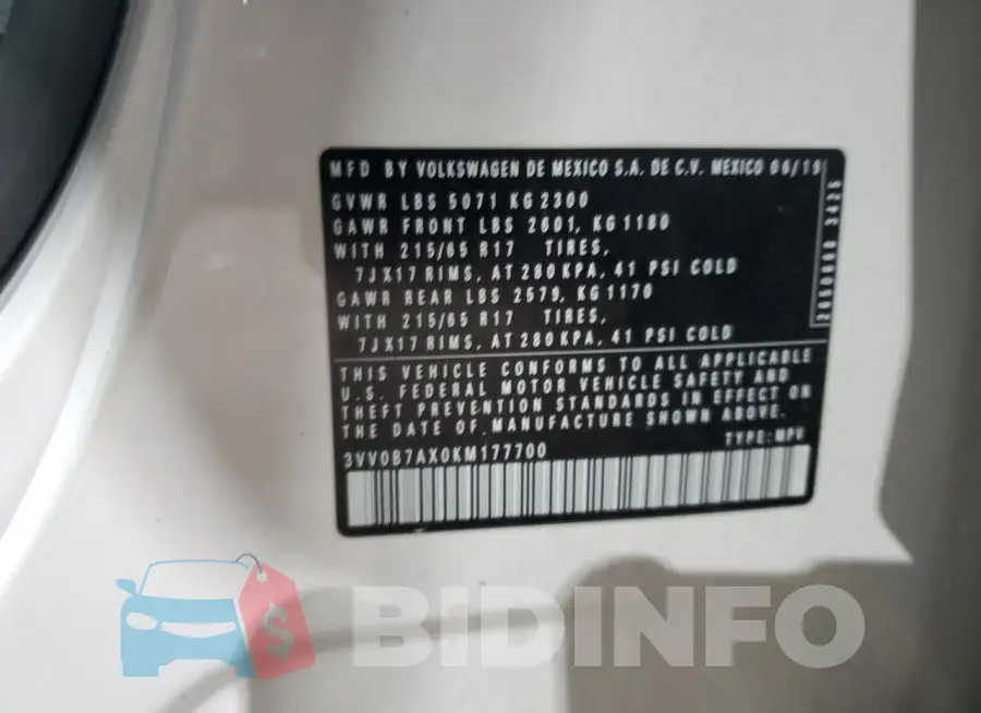 3VV0B7AX0KM177700 Photo# 13