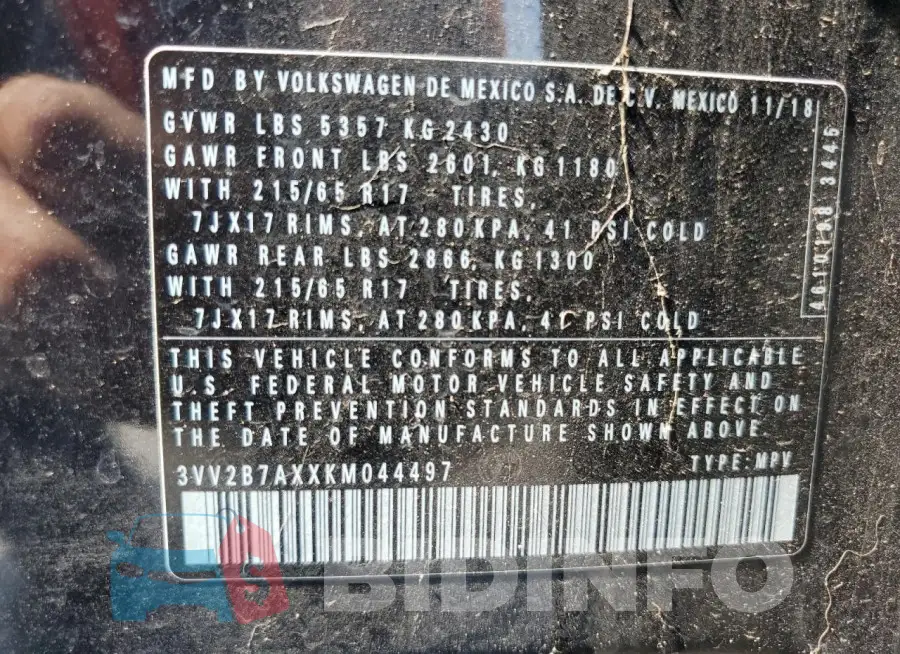 3VV2B7AXXKM044497 Photo# 14