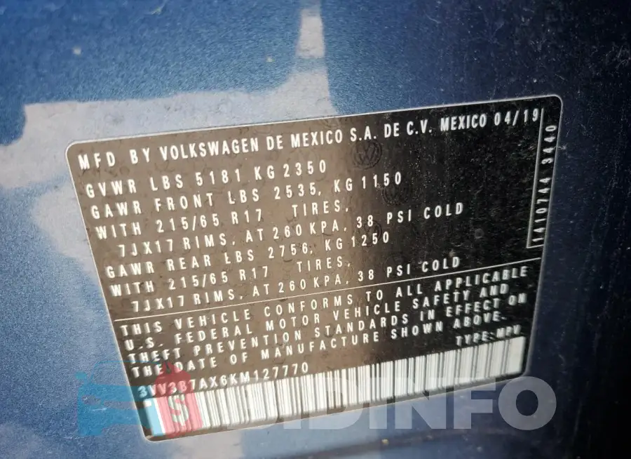 3VV3B7AX6KM127770 Photo# 13
