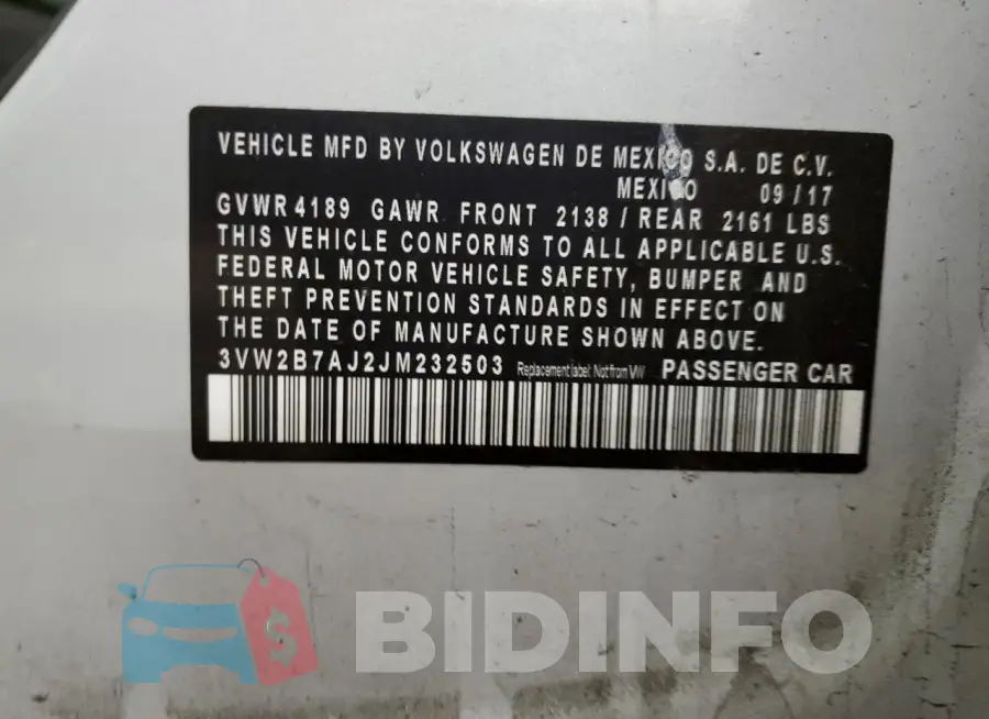 3VW2B7AJ2JM232503 Photo# 12