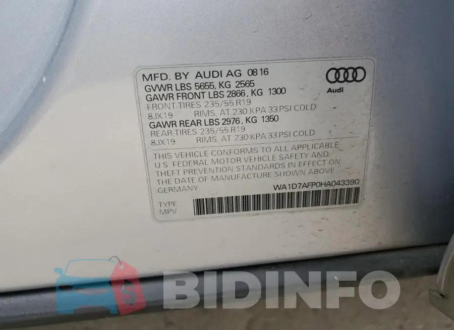 WA1D7AFP0HA043390 Photo# 13