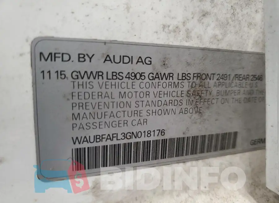WAUBFAFL3GN018176 Photo# 12