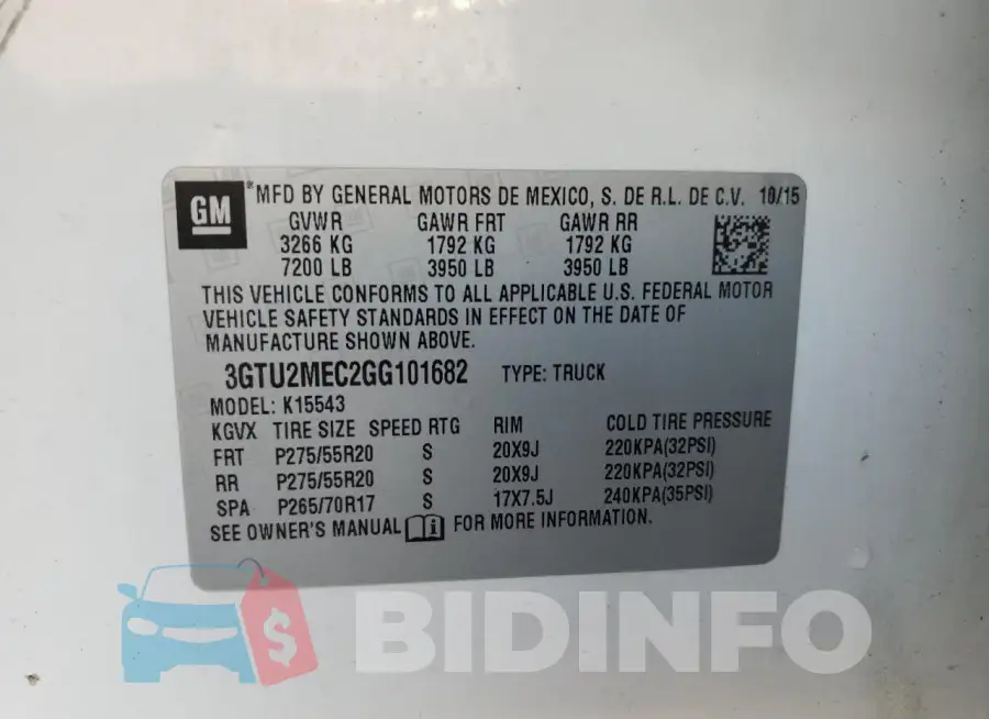 3GTU2MEC2GG101682 Photo# 12