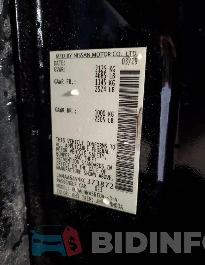 1N4AA6AV4KC373872 Photo# 13