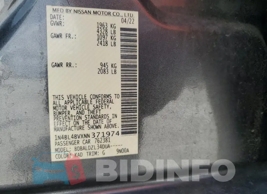 1N4BL4BVXNN371974 Photo# 12