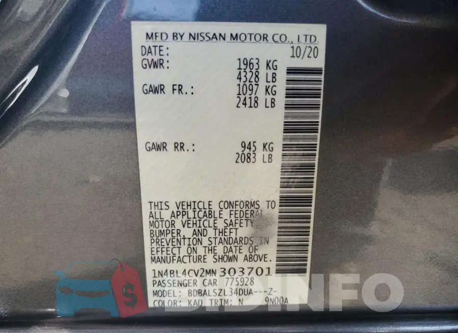 1N4BL4CV2MN303701 Photo# 12